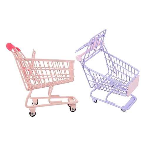 DRESSOOS 2 Stück Einkaufswagen Ornamente, Miniatur Einkaufswagen, Kinder Einkaufswagen, Spielzeug, Kinder Einkaufswagen, Spielzeug, Metall Einkaufswagen, Spielzeug, Miniatur von DRESSOOS