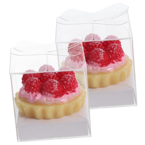 DRESSOOS 2 Stück Erdbeerkuchen Modell, Dessert Spielzeug, Künstliche Dessert Dekoration, Dekorative Kuchen Requisiten, Fotografie Requisiten, Mini Kuchen Ornament, Gefälschtes Dessert, von DRESSOOS