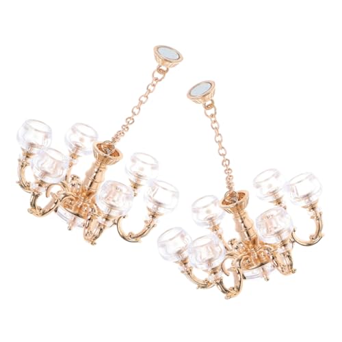 DRESSOOS 2 Stück Kronleuchter Modell Miniatur Möbel Lampe Modell Puppe Deckenlampe Mini Kronleuchter Mini Foto Requisite Mini Deckenlampe Mini Versorgung Mini DIY Deckenleuchte von DRESSOOS