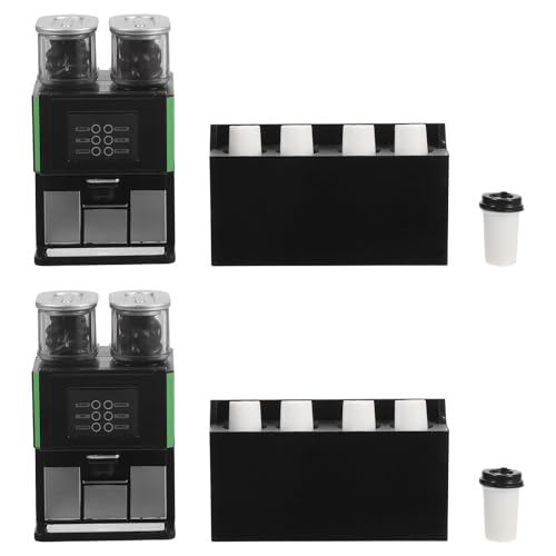DRESSOOS 2 Stück Puppenhauszubehör: Mini-Kaffeemaschine-Spielzeug für Puppenhaus – Kaffeemaschine für Kleinkinder, Rollenspiele – Miniatur-Kaffeeladen-Zubehör von DRESSOOS