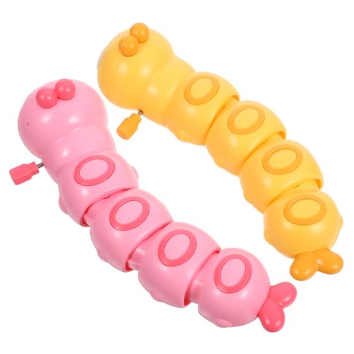 DRESSOOS 2 Stück Teiliges Aufziehspielzeug Raupe mit Federantrieb Krabbelndes Tier Batteriefrei Farbenfrohes Crawling Caterpillar und Gelb Fördert Sensorische Entwicklung und Spaß von DRESSOOS