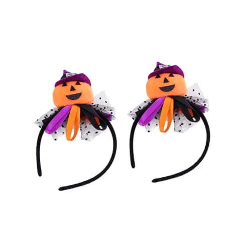 DRESSOOS 2 Stück Teiliges Halloween Haarreif mit Kürbis und Spinnenweb Hexenhut Strapazierfähiges und Dekorativer Kopfschmuck für Erwachsene für Halloween und Karneval von DRESSOOS