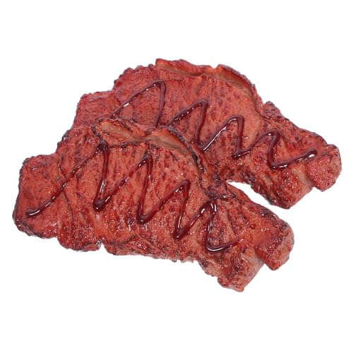 DRESSOOS 2 Stück Teiliges Realistische Fake Steaks Detailgetreues Künstliches Rindersteak Modell Simulation für Markt und Küchendekoration Lebensnahes Food Display Fotorequisiten Braun von DRESSOOS