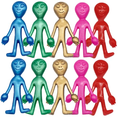 DRESSOOS 20 Stück Elastisches Alien Handübungsspielzeug Alien Zappelspielzeug Gadget Entlüftungsspielzeug Alien Sensorspielzeug Flexibles Alien Haustier Kauspielzeug Alien Figur von DRESSOOS