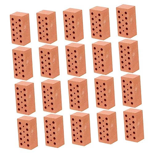 DRESSOOS 20 Stück Simulierte Ziegelsteine Modellbau Kleine Ziegelfigur Rote Miniatursteine Miniaturhaus DIY Puppenhaussteine Kleine Rote Steine Minispielsteine Winzige Pflanzen von DRESSOOS