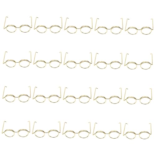DRESSOOS 20st Mini-brillengestell Puppenaugen Und Puppendrahtbrille Bausatz Zubehör Puppenkleidung Mädchen Miniatur Webstuhl Puppenautositz Charme Augapfel Neon Metall Golden von DRESSOOS