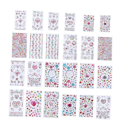 DRESSOOS Acryl-Aufkleber 24 Blatt Diamant-Aufkleber Edelstein-Aufkleber Aufkleber Y-Telefon-perlen-Aufkleber Für Kreatives Zufälliger Stil von DRESSOOS