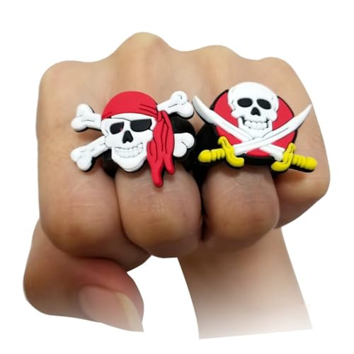 DRESSOOS 24 Stk Piratenringe kinderringe schellenkranz kinder partygeschenke gummischlaufen gummiringe rollenspiele Silikonring party geschenke Fingerringe Karikatur Spielzeug von DRESSOOS