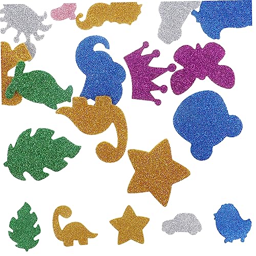 DRESSOOS 28 Stück Eva Schaum, Bunt, Gemischte Farben, Cartoon Tier Aufkleber, Klebeflicken, Klebeaufkleber, Glitzeraufkleber, Glitzerschaum Aufkleber, Kleine Aufkleber Für Selbstklebende von DRESSOOS