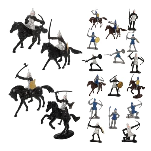 DRESSOOS 28 Stück Miniatur Figuren Set Teiliges Set von Mittelalterlichen Soldaten und Rittern Dekoration für Sandkästen und Miniatur Landschaften Kindersichere und Realistische Modelle von DRESSOOS