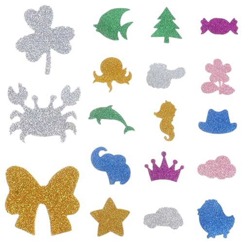 DRESSOOS 28 Stück Selbstklebender Schaumstoff Eva Schaum Selbstklebende Glitzer Patches Glitzer Schaum Aufkleber Schaumstoff Glitzer Aufkleber von DRESSOOS
