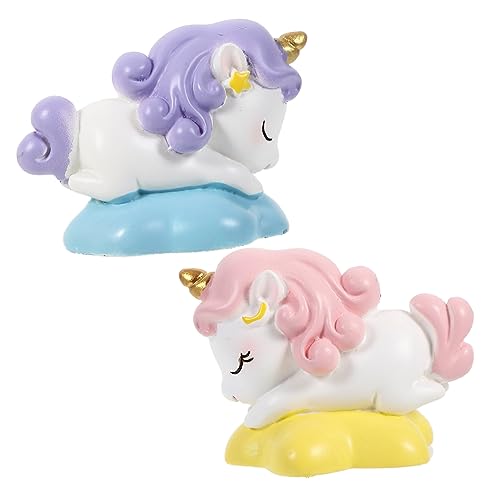 DRESSOOS 2St Einhorn-Ornamente Desktop schmücken Figur Einhorn stickig Plüsch kulich Form Cute Decor autodeko Einhorn-Schmuck Einhorn-Dekoration für den Innenraum des Autos Harz von DRESSOOS
