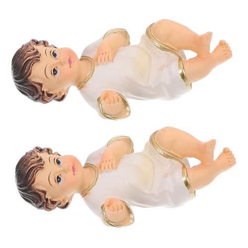 DRESSOOS 2 stücke Weiche Jesus Puppe Religiöse Harz Handwerk Figurine Baby Jesus Ornamente für Taufe Kuchen Topper von DRESSOOS