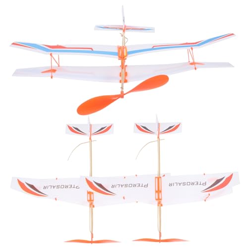 DRESSOOS 3 Stück Gummiband Doppeldecker Spielzeugflugzeuge Mit Gummiband Propellerflugzeugen, Spielzeugflugzeuge, Gummiband Angetriebene Flugzeuge, Segelflugzeug Spielzeugflugzeug, von DRESSOOS