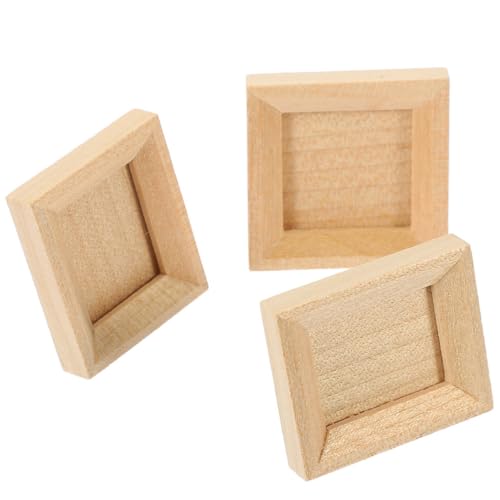 DRESSOOS 3 Stück Mini Holz Bilderrahmen für Puppenhaus DIY Fotohalter Kreative Dekoration für Miniaturmodelle Geeignet für Kinderzimmer und Sammlungen von DRESSOOS
