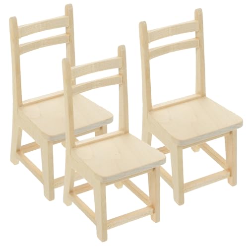 DRESSOOS 3 Stück Puppenhausstuhl, Mini Hauszubehör, Mini Hausbedarf, Mini Stuhl, Mini Holzstühle, Mini Hausschmuck, Holz Miniaturstuhl, Mini Möbel Ornament, Mini Holzstühle DRESSOOS 3 Stück Puppenhausstuhl, Mini Hauszubehör, Mini Hausbedarf, Mini Stuhl, Mini Holzstühle, Mini Hausschmuck, Holz Miniaturstuhl, Mini Möbel Ornament, Mini Holzstühle von DRESSOOS