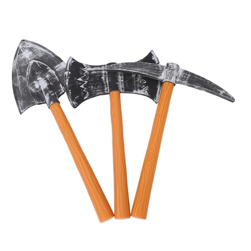 DRESSOOS 3 Stück Teiliges Fake Pickaxe Axt Schaufel Leichtes Bühnenrequisit für Zwergen Cosplay Realistisches Design für Halloween Kostüm Party Bühnenauftritte von DRESSOOS