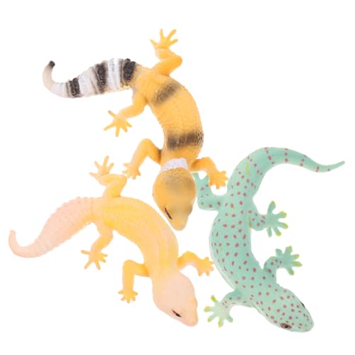 DRESSOOS 3 Stück Tiermodell Simulation Gecko Figuren Reptilienfigur Spielzeug Reptil Kleine Reptilienfiguren Reptilienerkennungsmodell Simulation Reptilienschmuck Reptilienmodell Gecko von DRESSOOS