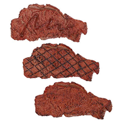 DRESSOOS 3 Teiliges Künstliches Lebensmittelmodell, Gefälschtes Steak, Requisite, Schaufenster Requisite, Kinder Steak, Spielzeug, Gefälschtes Lebensmittelmodell, Exquisites Gefälschtes von DRESSOOS