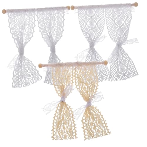 DRESSOOS 3 Teiliges Puppenhaus Spielzeug, Mini Requisiten, Mini Vorhang, Puppenhaus Fensterzubehör, Winziges Hauszubehör, Spitzenvorhang Modelle, Miniatur Vorhang, Simulation DRESSOOS 3 Teiliges Puppenhaus Spielzeug, Mini Requisiten, Mini Vorhang, Puppenhaus Fensterzubehör, Winziges Hauszubehör, Spitzenvorhang Modelle, Miniatur Vorhang, Simulation von DRESSOOS