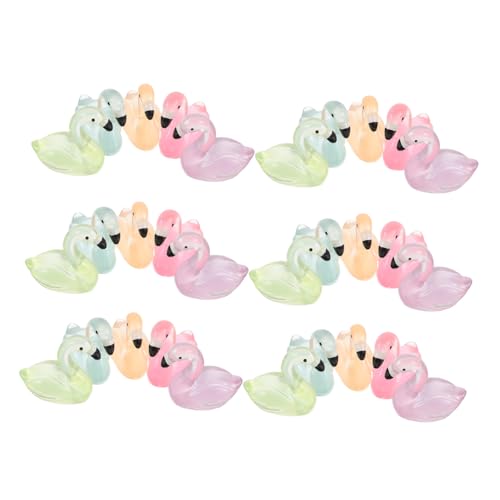 DRESSOOS 30 Stück Im Dunkeln Leuchtende Simulation Mini Flamingo Mikrolandschafts Desktop Ornamente Aus Harz (Gemischte Farben) 30 Stück Desktop Flamingo Skulptur Kleine Tierfiguren von DRESSOOS