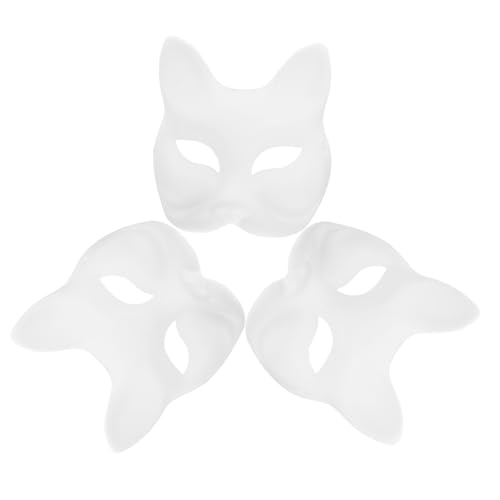 DRESSOOS 3 Stücke Unbemalt Blank Papier Maskerade Handwerk Weiß Leichte Bequeme Für Halloween Prom DRESSOOS 3 Stücke Unbemalt Blank Papier Maskerade Handwerk Weiß Leichte Bequeme Für Halloween Prom von DRESSOOS