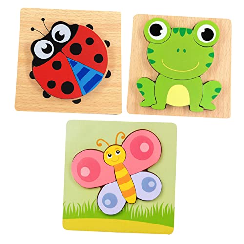 DRESSOOS 3St Dreidimensionales Puzzlebrett aus Holz Gehirnspielzeug Spielzeug für Kinder kinderzimmerdeko Room Decoration Rätsel Puzzles aus Holz Cartoon Holzpuzzles Karikatur Hölzern von DRESSOOS