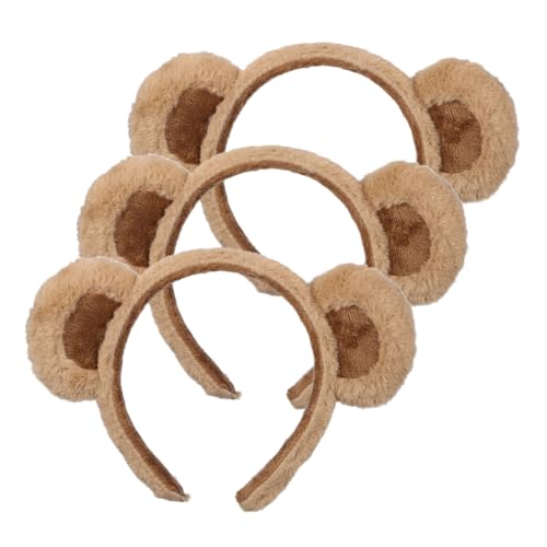 DRESSOOS 3er Set üsch Bärenohren Haarreif Für Damen Und ädchen Bequeme Und Niedliche Kopfbedeckung Für Partys Und Cosplay Flauschiger Haarschmuck von DRESSOOS