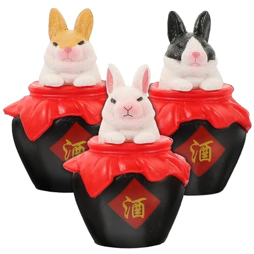 DRESSOOS 3pcs Miniatur Landschaft Dekorationen Nette Wein Glas Bunny Statue Ornamente Für Garten Decor DRESSOOS 3pcs Miniatur Landschaft Dekorationen Nette Wein Glas Bunny Statue Ornamente Für Garten Decor von DRESSOOS
