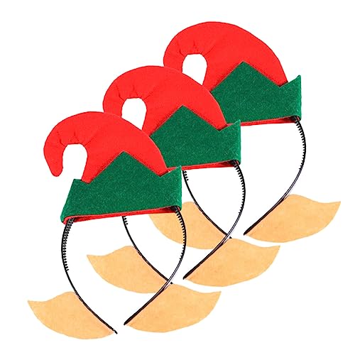 DRESSOOS 3st Weihnachtliches Kostümzubehör Tiara Weihnachtsstirnbänder Weihnachtshaarband Weihnachtskopfbedeckung Abschlussball Elfenhut von DRESSOOS