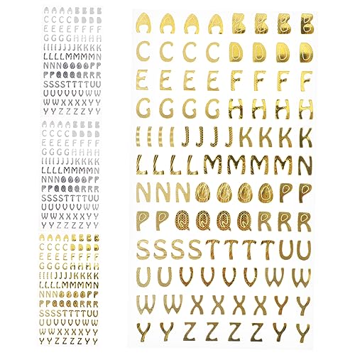 DRESSOOS 4 Bögen Heißpräge Buchstabenaufkleber, Buchstaben Zum Basteln, Mülleimer Aufkleber, Alphabet Aufkleber Zum Basteln, DIY Buchstabenaufkleber Für Scrapbooking, Alphabet von DRESSOOS