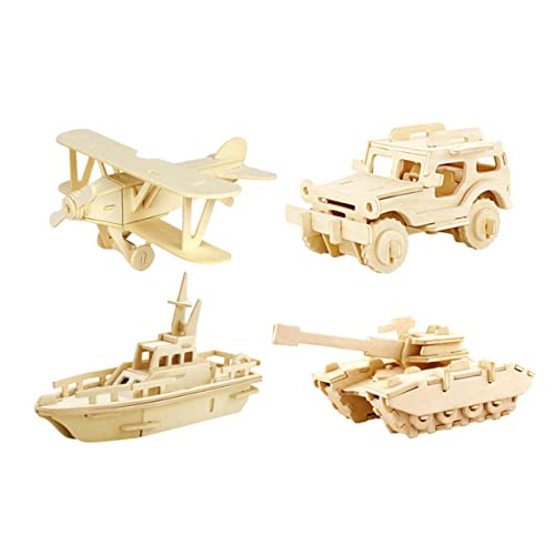 DRESSOOS 4 Stück Flugzeug-Puzzle Holzspielzeug Autopuzzles für Erwachsene Holzpuzzles für Kleinkinder Kinderspielzeug Spielzeuge Puzzles aus Holz 3D-Rätsel dreidimensional Geschenk Bambus von DRESSOOS
