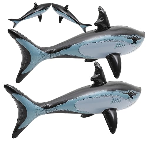 DRESSOOS 4 Stück Großer Aufblasbarer Hai Aufblasbare Tiere Aufblasbare Partybevorzugung Interaktives Spielzeug Aufblasbares Meerestier Spielzeug Hai Dekorationen Aufblasbares Hai von DRESSOOS