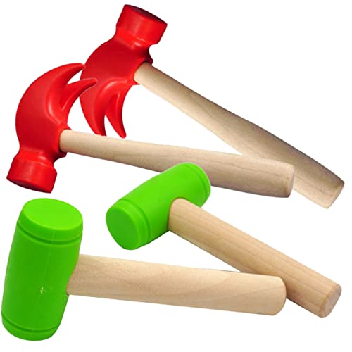 DRESSOOS 4 Stück Kleiner Holzhammer Kinderhammer Gefälschter Kinderhammer Holzhammer Kleinkindspielzeug Simulation Holzhammer Gefälschter Holzhammer Pp von DRESSOOS