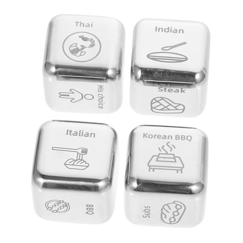 DRESSOOS 4 Stück Kreatives Würfelgeschenk Groß Entscheidung Austausch Romantisch Spiel Lebensmittelentscheider Für Essen Fall Jubiläum Original Taschenwürfel Rostfreier Stahl Silver DRESSOOS 4 Stück Kreatives Würfelgeschenk Groß Entscheidung Austausch Romantisch Spiel Lebensmittelentscheider Für Essen Fall Jubiläum Original Taschenwürfel Rostfreier Stahl Silver von DRESSOOS