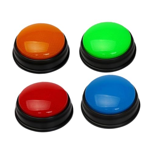 DRESSOOS No Button Buzzer 4 Stück Licht Und Ton Summer Leuchtende Spiel Summer Für Kinder Antwort Summer Für Das Klassenzimmer Reaktionsspiel Buzzer Mit USB Aufladung Buzzer Mit Aufnahmefunktion von DRESSOOS
