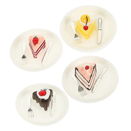 DRESSOOS 4 Stück Mini Dessert Modell für Puppenhaus Teiliges aus Kunststoffen mit Bunten Torten für Mini Küchen Dekoration und Essen von DRESSOOS
