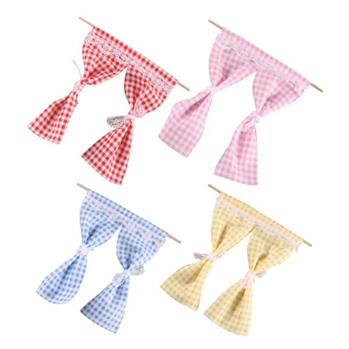 DRESSOOS 4 Stück Mini Vorhänge für Puppenhäuser Teiliges Set aus Miniatur Dekorationen DIY Puppenhausmöbel und Zubehör für Sammler von DRESSOOS
