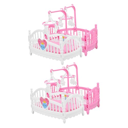 DRESSOOS 4-teiliges Miniatur-puppenhausmöbel-Set Realistisches Mini-Kinderbett- Für Puppenhaus-spielsets von DRESSOOS