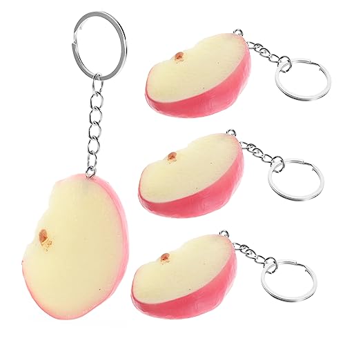 DRESSOOS 4 Stück Schlüsselanhänger Mit Apfelchip , Dekoration Mit Obst Design , Schlüsselanhänger , Hängeornament , Schultasche , Schlüsselanhänger , Dekoration , Neuartiger Schlüsselanhänger , von DRESSOOS