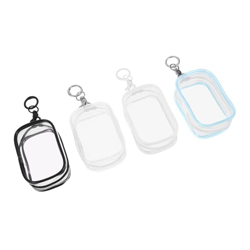 DRESSOOS 4 Stück Transparente PVC Aufbewahrungstasche Schlüsselanhänger wasserdichte Kleine Quadratische Figuren Plüschtierhülle für Sammelfiguren Tragbar und Praktisch für Unterwegs von DRESSOOS
