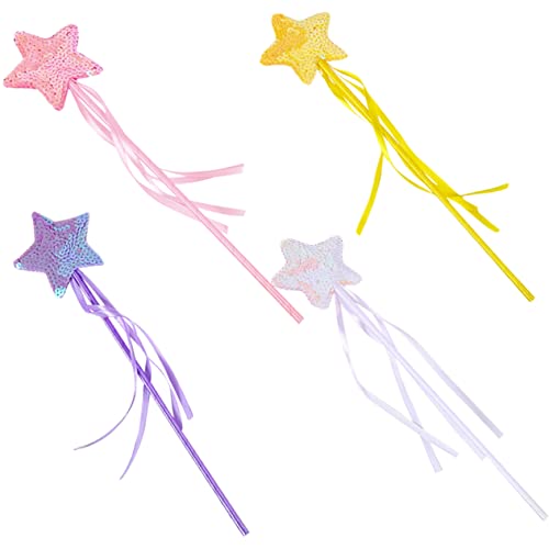 DRESSOOS 4 Stück Zauberstab Feenstab Mädchen Zauberstab Zauberstäbe Für Mädchen Kinderkostüm Requisite Cosplay-versorgung Cosplay-Requisite Party Zauberstäbe Party-Requisite Stoff von DRESSOOS