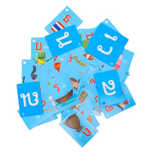 DRESSOOS 45Stücke Thai Vokabelkarten Lernkarten für Illustrationen Effektives Vokabellernen für Vorschulkinder Pädagogische Flash Karten für Spielerisches Lernen von DRESSOOS