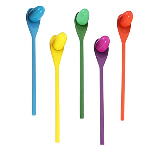 DRESSOOS 5 Sätze Holzspielzeug Set für Teiliges Balancierspiel mit Löffel und Ball für Gruppenaktivitäten Geburtstagsfeiern und Outdoor Spiele Zufällige Farbe Zufällige Farbe von DRESSOOS