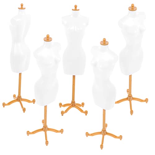DRESSOOS 5 Stück Puppen Display Aufhänger, Puppenmodell Ständer, Mini Schaufensterpuppen Modell, Puppen Schaufensterpuppen Modell, Mini Puppen Kleiderständer, Kleider Schaufensterpuppe von DRESSOOS