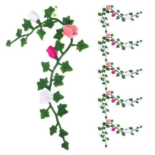 DRESSOOS 6 Miniatur-Rosenblütenranken für Puppenhaus – winzige künstliche Blumenranken-Dekoration für Mini-Gartenszenen, Feengärten und Mikro-Landschaftsdekorationen DRESSOOS 6 Miniatur-Rosenblütenranken für Puppenhaus – winzige künstliche Blumenranken-Dekoration für Mini-Gartenszenen, Feengärten und Mikro-Landschaftsdekorationen von DRESSOOS