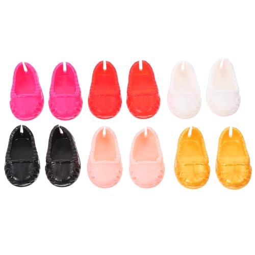 DRESSOOS 6 Puppenschuhe Mini Schuhe für Puppen Bunte Flache Dekorative Doll Shoes Ersatz Niedliche Schuhe für Puppenhaus Zubehör für und von DRESSOOS
