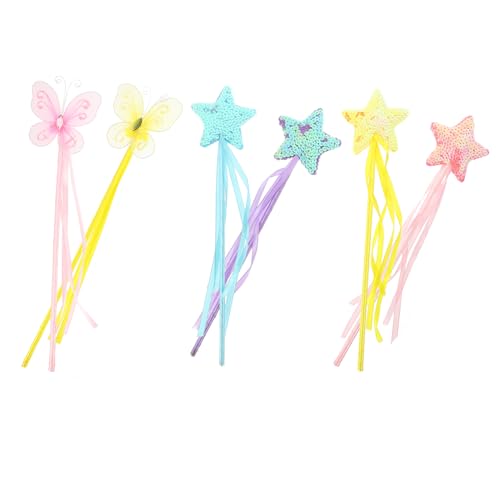 DRESSOOS 6 Stück Feenstäbe Glitzerstab Mädchen Feenstäbe Dekorative Hexenstäbe Kinder Feenstäbe Fee Cosplay Zauberstab Glänzender Feenstab Spielzeug Zauberstab Kostüm Feenstab Spielzeug von DRESSOOS