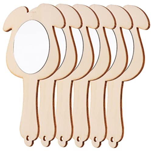 DRESSOOS 6 Stück Holzspiegel DIY Malspiegel Dekorativer Minispiegel Haushaltsspiegel Spielzeug Handspiegel DIY Holzspiegel Kinder DIY Spiegel Kinder DIY Spiegel Kinderspiegel Handspiegel von DRESSOOS