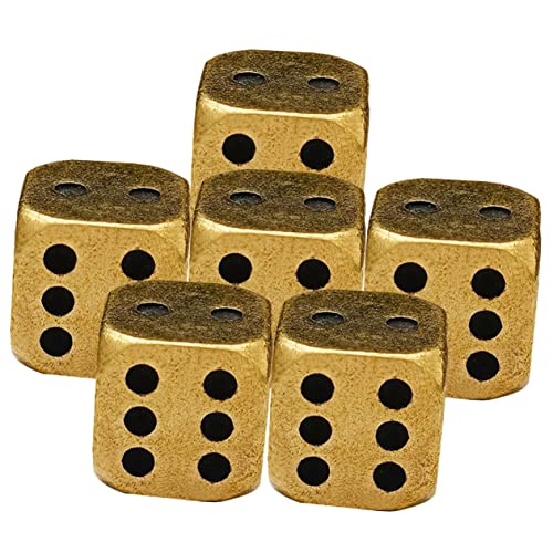 DRESSOOS 6 Stück Messingwürfel, Rollenspielwürfel, Karnevalswürfel, Tischspielwürfel, Halloweenwürfel, Würfelspielzubehör, Kleine, Ästhetische, Clubwürfel, Spielzeugwürfel, von DRESSOOS